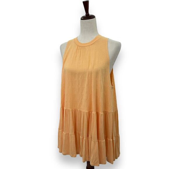 Free People Tiered Tunic Tank Top Size XS Oversized Apricot Orange Right on Time - Picture 4 of 11